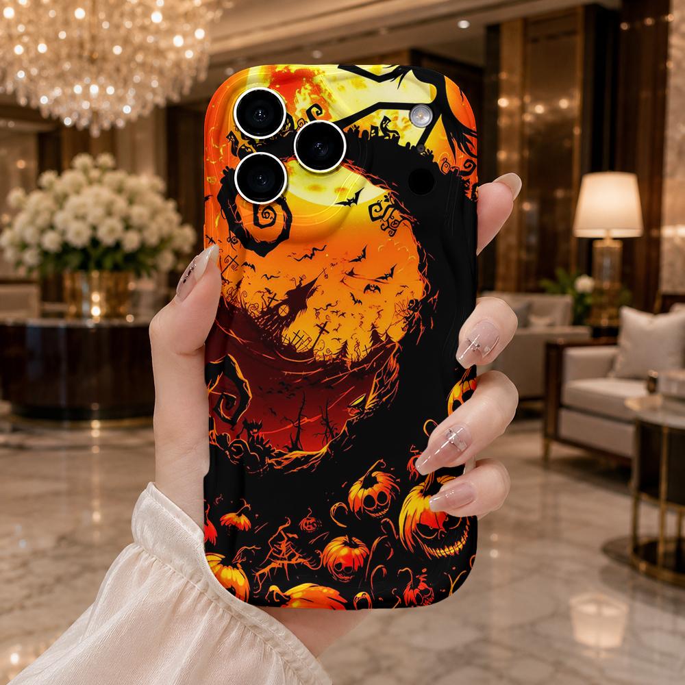 Wavy Edge Phone Case For iPhone 16 15 14 Pro Max 13 12 Mini 11 XR XS SE Halloween Witch Silhouette Design Cover