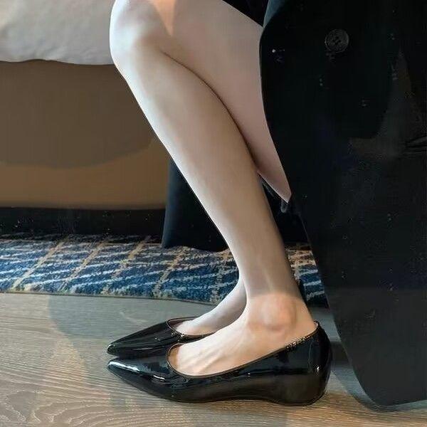 Nude sexy temperament heightened flat shoes year dating light mouth pointed soft sole single shoes