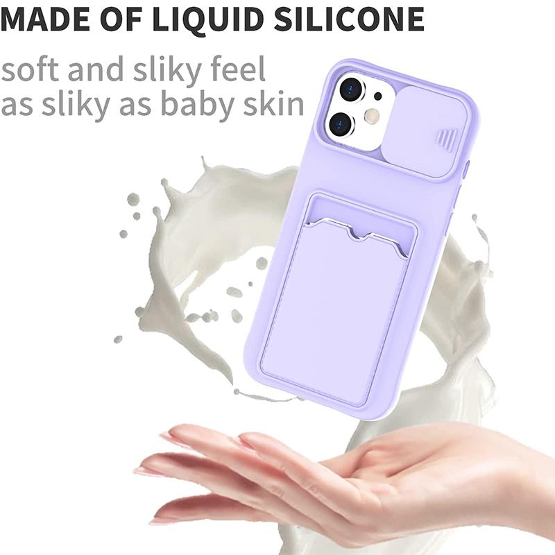Slide Camera Protection Card Bag Phone Case For Iphone 14 12 11 13 Pro Max X Xr Xs 6 7 8 Plus Mini Se Soft Silicone Wallet Cover