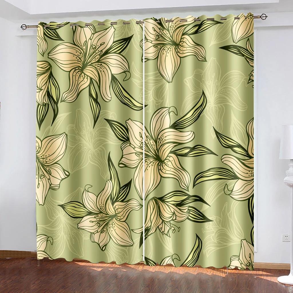 Tende Oscuranti Floreali con Gigli Rosa e Neri per Camera da Letto, Soggiorno, Bagno, Cucina, Porta. Alta Ombreggiatura, Nuovo Motivo