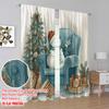 2pcs,2D Plane Printing Curtain Popular Snowman & Snowflake Polyester Woven (without Rod) Decorations Outdoor for Various Rooms,