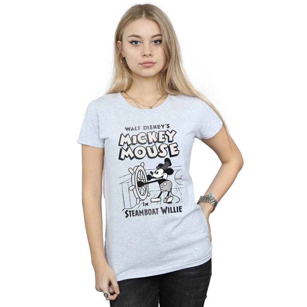 Disney Womens/Ladies Mickey Mouse Steamboat Willie Cotton T-Shirt