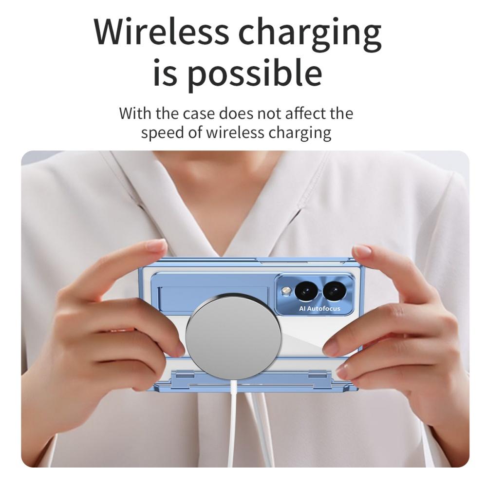 Luxury Plating Anti Falling Armor Case for Samsung Galaxy Z Fold 8 Wide Fold 3 4 5 6 7 8 Wireless Charging Clear Cover for Fold8