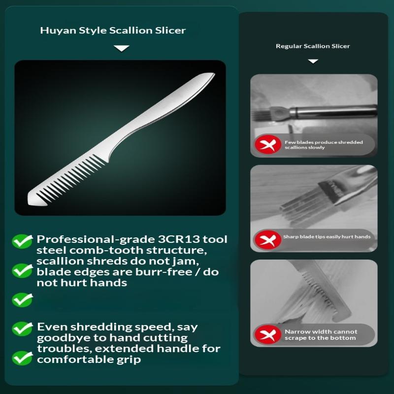 Stainless Steel Green Onion Shredder, Vegetable Slicer With Comfort Grip Multi-Functional Kitchen Tool For Onion, Carrot, Potato