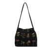 Floral Embroidery Shoulder Bag Vintage Daily Bucket Bag Fashion Handbags For Women