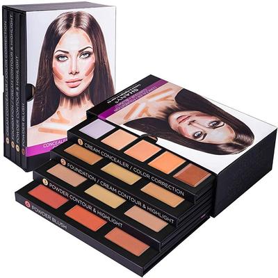 Shany SHANY Kit Trucco Contouring e Illuminante a 4 Strati - Correttore/Correttore Colore Fondotinta Contouring/Illuminante Set Palette Fard