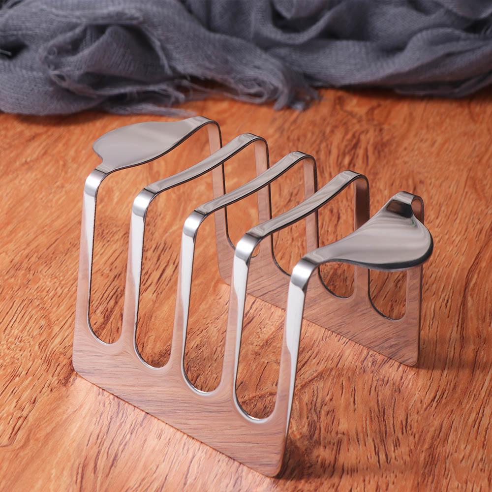 4 Kromki Stojak na Tosty ze Stali Nierdzewnej Wydłużony Uchwyt Gładka Powierzchnia Uchwyt na Tosty Srebrny Odporny na Rdzę Stojak na Chleb Restauracja