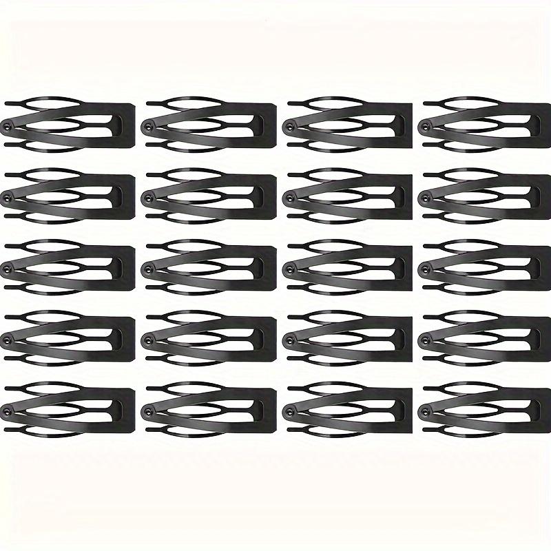 Double Grip Barrettes MetalSnap Buttons Barrettes Iron Alloy Hairpinfor Hair Stylishing Salon Supplies (Black)