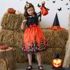 Halloween Witch Cosplay Dress For Girls With Bag, Cartoon Print