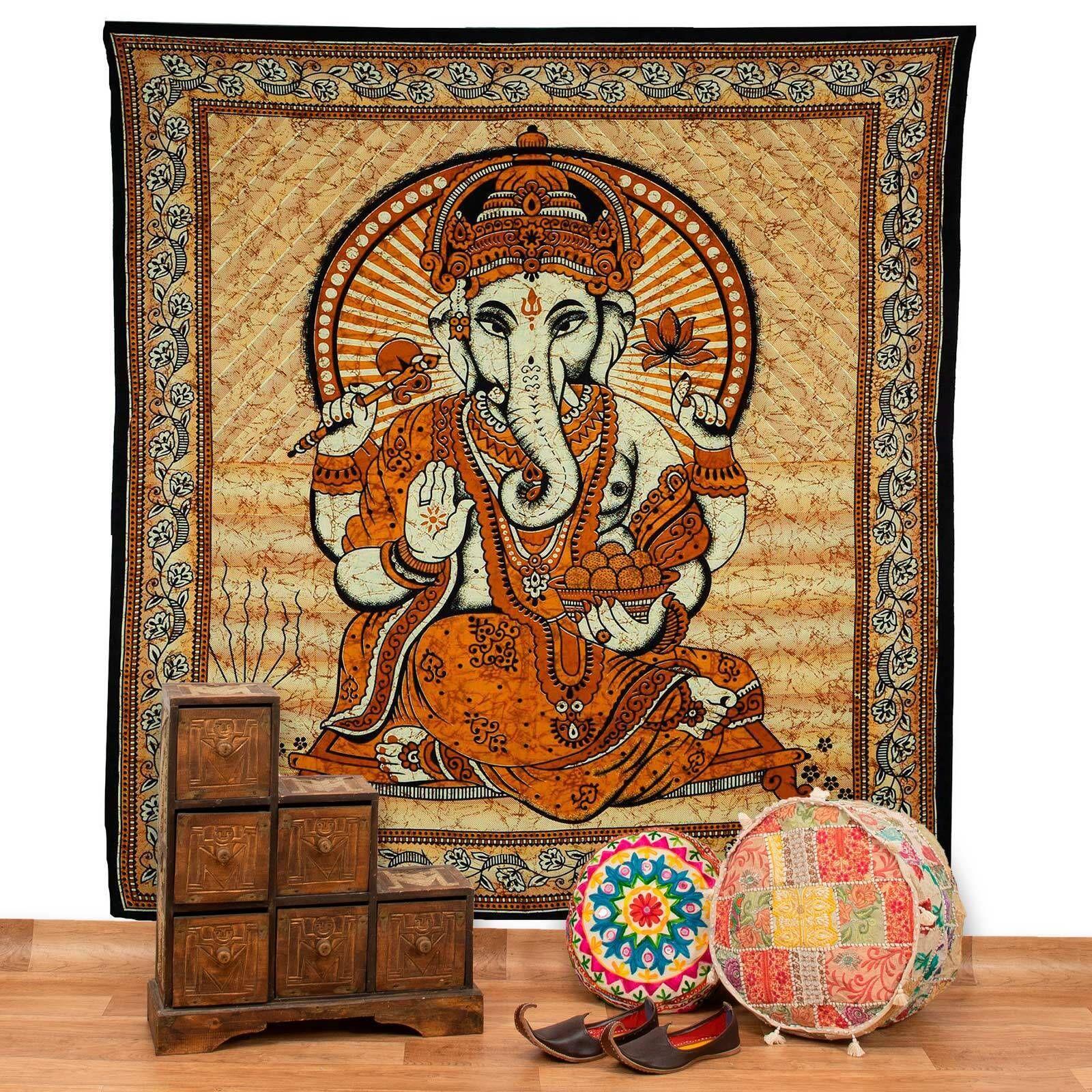 Ganesha tapestry large decor Goa California 75x100 чёрный