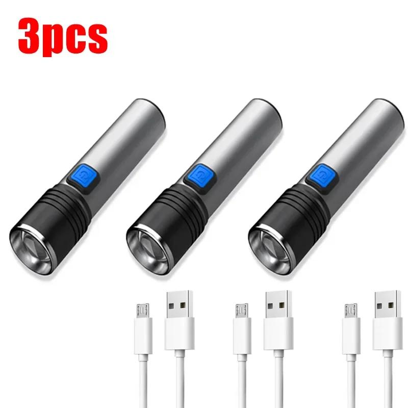 Mini Portable 365nm UV Flashlight Zoomable Ultraviolet Torch USB Rechargable For Pet Bacterium Detection Waterproof Black Light