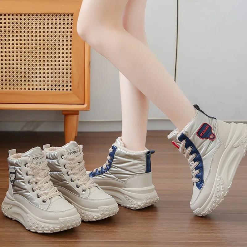 Winter Women's Shoes Fashion Thick Sole Sneaker Winter Plush Warm Cotton Boots Non-slip Ankle Boots Women Snow Boots Botas Mujer