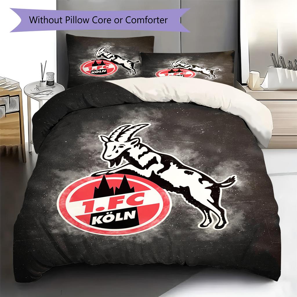 1. FC Köln Pattern Bedding Set Quilt Cover Pillowcase Home Decor Gift (1 * Duvet Cover + 2 * Pillowcase, Without Core)