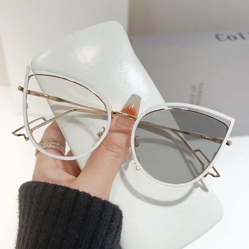 Color Changing Blue Light Blocking Glasses Women Men Stylish Photochromic Glasses Ladies Cat Eye Optical Spectacle Eyeglasses