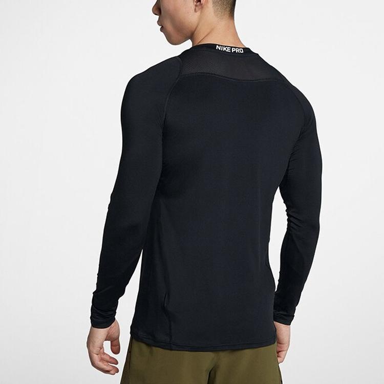 Nike Logo Slim Fit Sweat-Wicking Fitness Long Sleeve T-Shirt Men Tops Black 838082-010