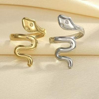 Stylish Stainless Steel Serpent Ring: Versatile High-End Open Design for Index Finger