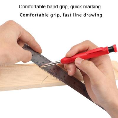 Carpenter's Movable Pen Deep Hole Marking Pencil Refill Carpenter Scriber Mechanical Pencil With Sharpener Stationery Supplies