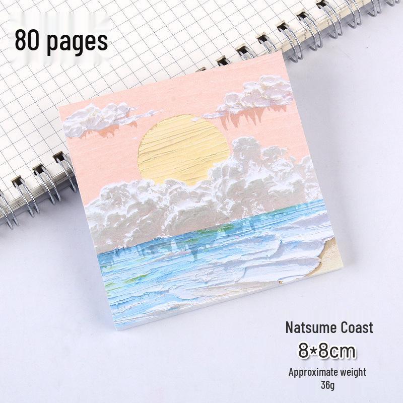 High-Value Ins-Style Oil Painting Sticky Notes, Attachable Message Cards for University/High School, Cute Sticky Notes