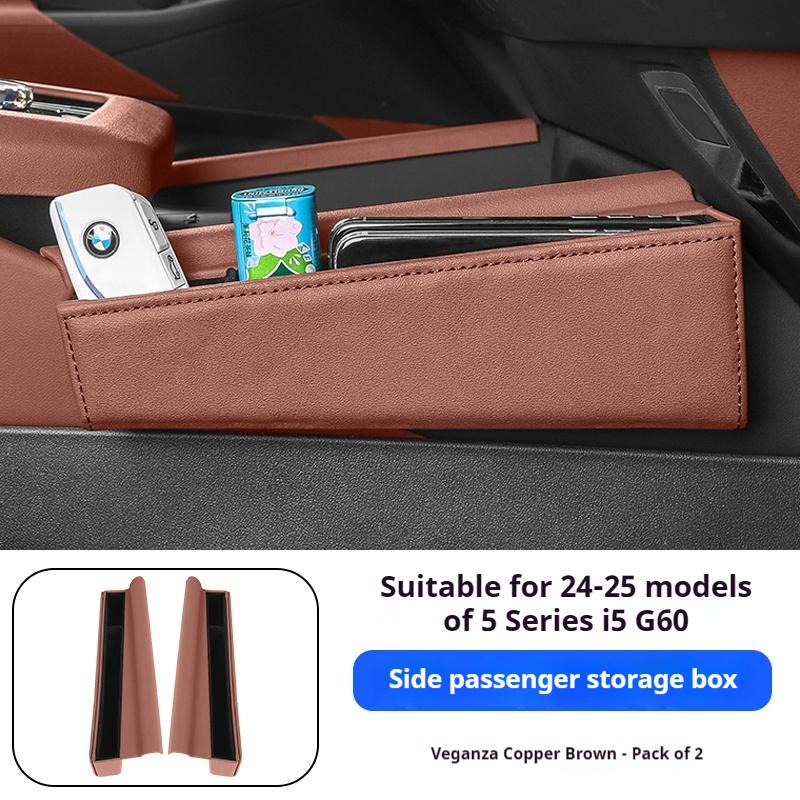For BMW 5 Series I5 G60 2025-2025 Car Center Console Storage Box PU Leather Auto Seat Crevice Storage Car Interior Accessories