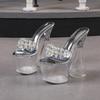 Women's Ultra-high Heels Flower Thick Heels Transparent Thick Soled Crystal Heel Sandals 17.5 Heels