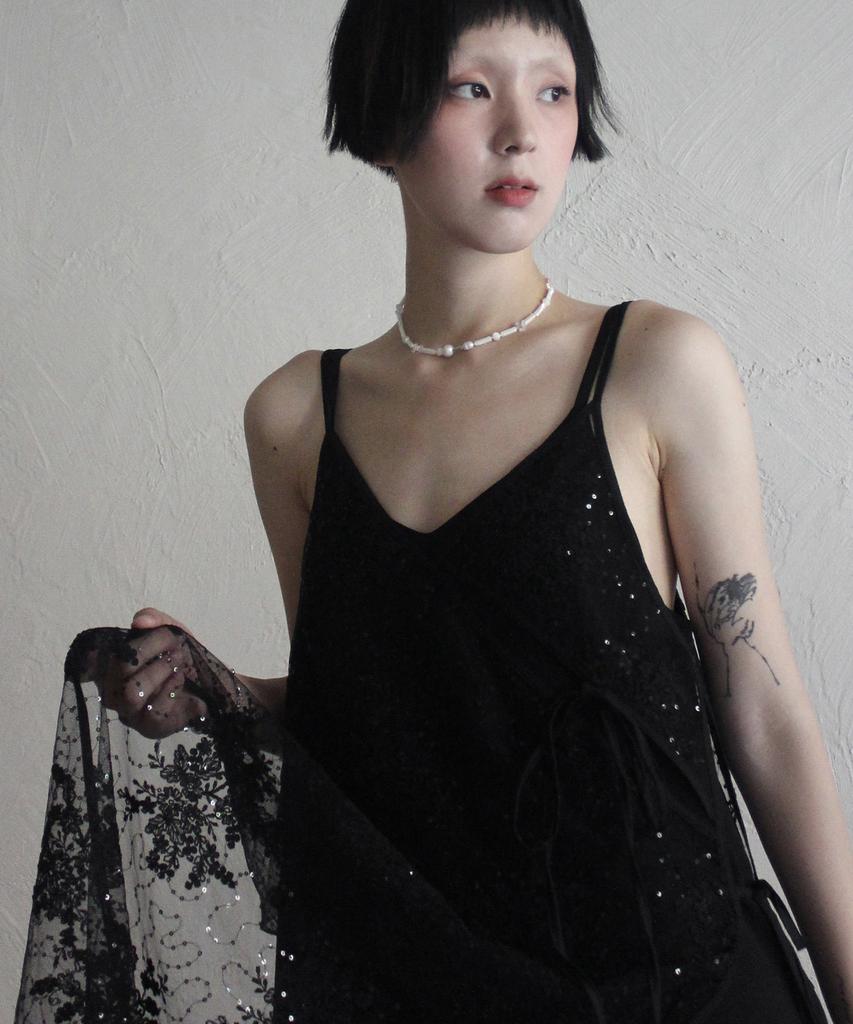 Rubati Sequin Lace Layered Dress _Black
