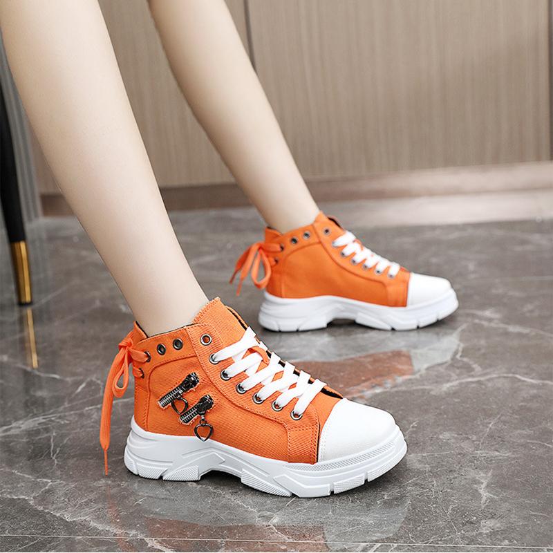 Canvas High Top Women's Shoes for Spring and Summer, Breathable Thick Sole, Height Increasing Casual Shoes, Martin Boots, Sports Shoes