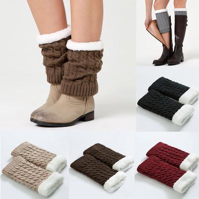 Women Winter Warm Knit Leg Warmers Crochet Leggings Slouch Boot Socks Velvet