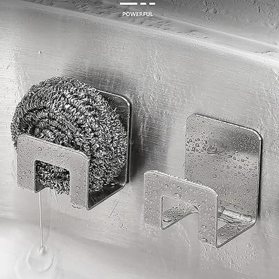 1pc Stainless Steel Sink Sponge Rack For Sponge Steel Wire Ball Draining Rack Wall Hooks Accessories Kitchen Gadgets Organizer