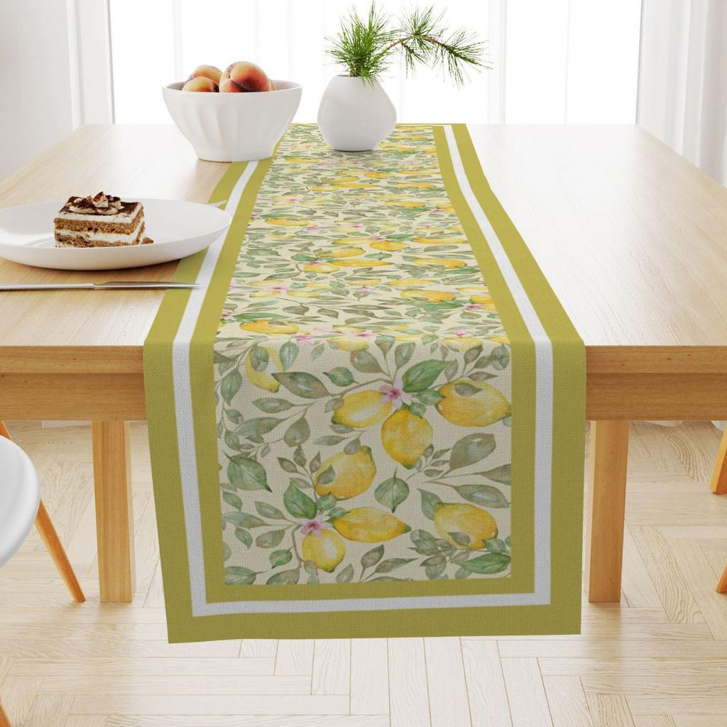 Sommer Zitronenmuster Leinen Tischläufer Esstisch Couchtisch Abdecktuch Zuhause Tischdecke Abdeckung Handtuch