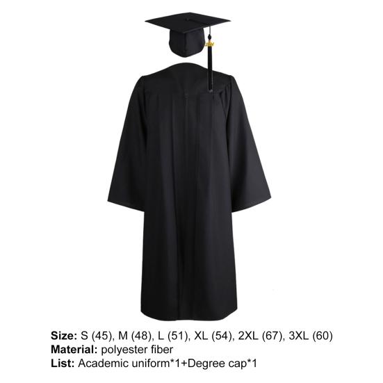 Academic Robe Set Graduation Tassel Unisex Commencement Mortarboard Set for Adult