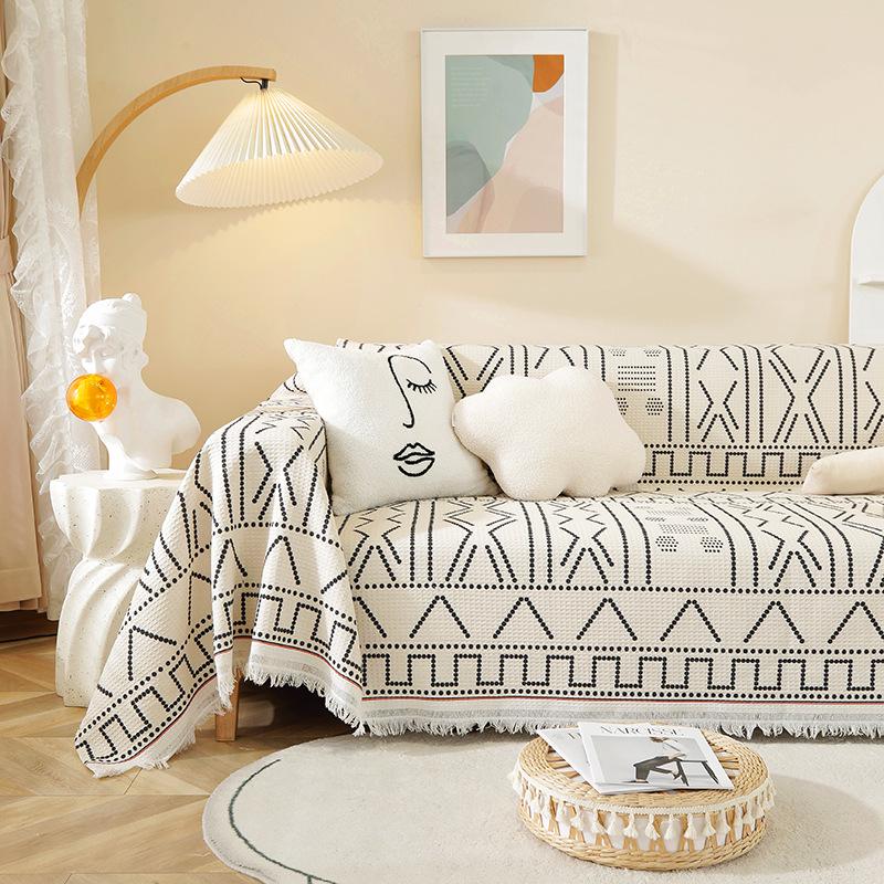 Capa de Sofá e Almofada Antiderrapante Estilo Boêmio - Uso Durante Todo o Ano