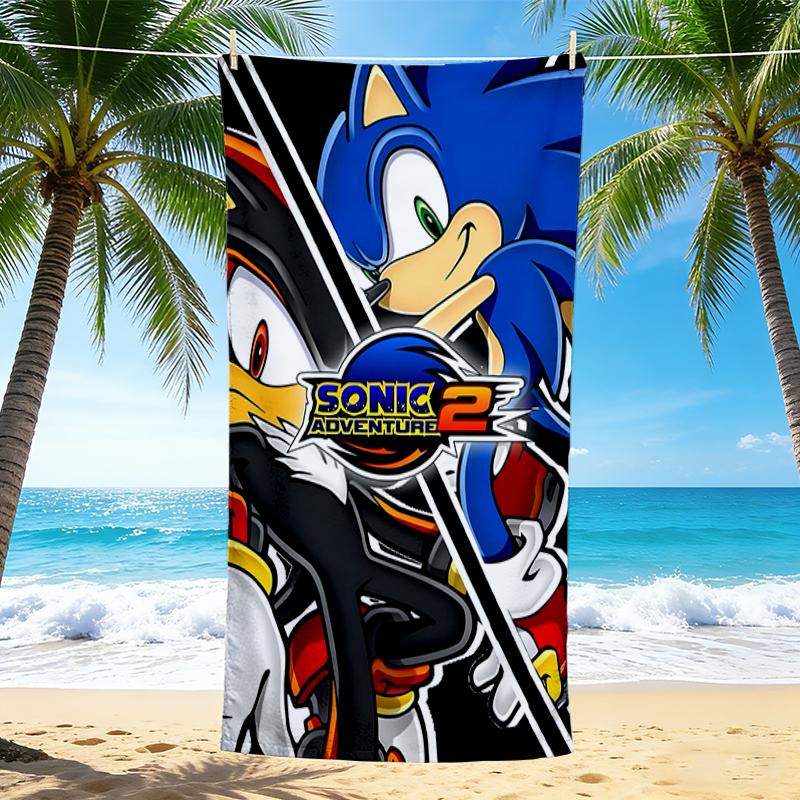 1Pc Sonic Adventure Cover Art Beach Towel, Quick Dry, Multi-Use for Beach Pool Gym Yoga Home Travel, Christmas, Halloween, Xmas Gift M929467