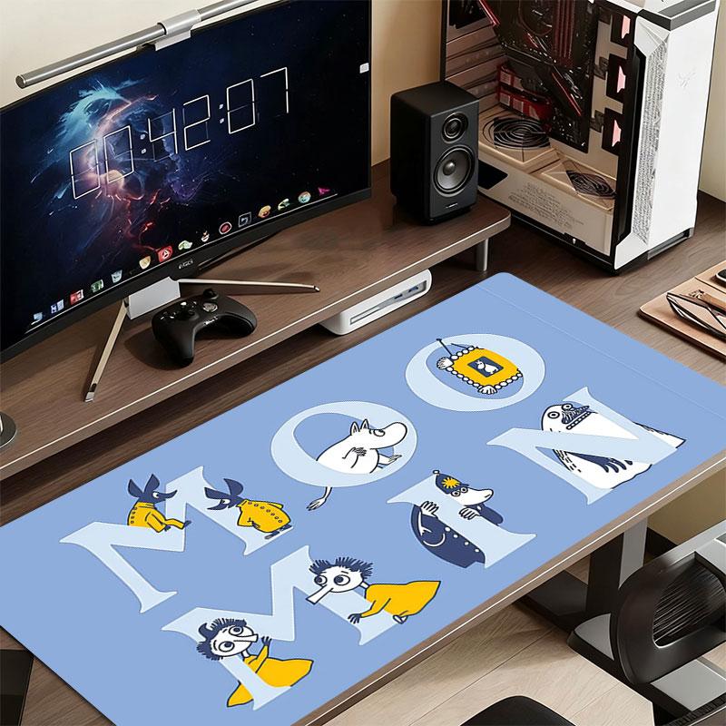 Moomin Art Mouse Pad, Large Gaming Desk Mat, Non-slip XXL Mousepad for Laptop & Tablet, Mini PC Playmat with Stitched Edges