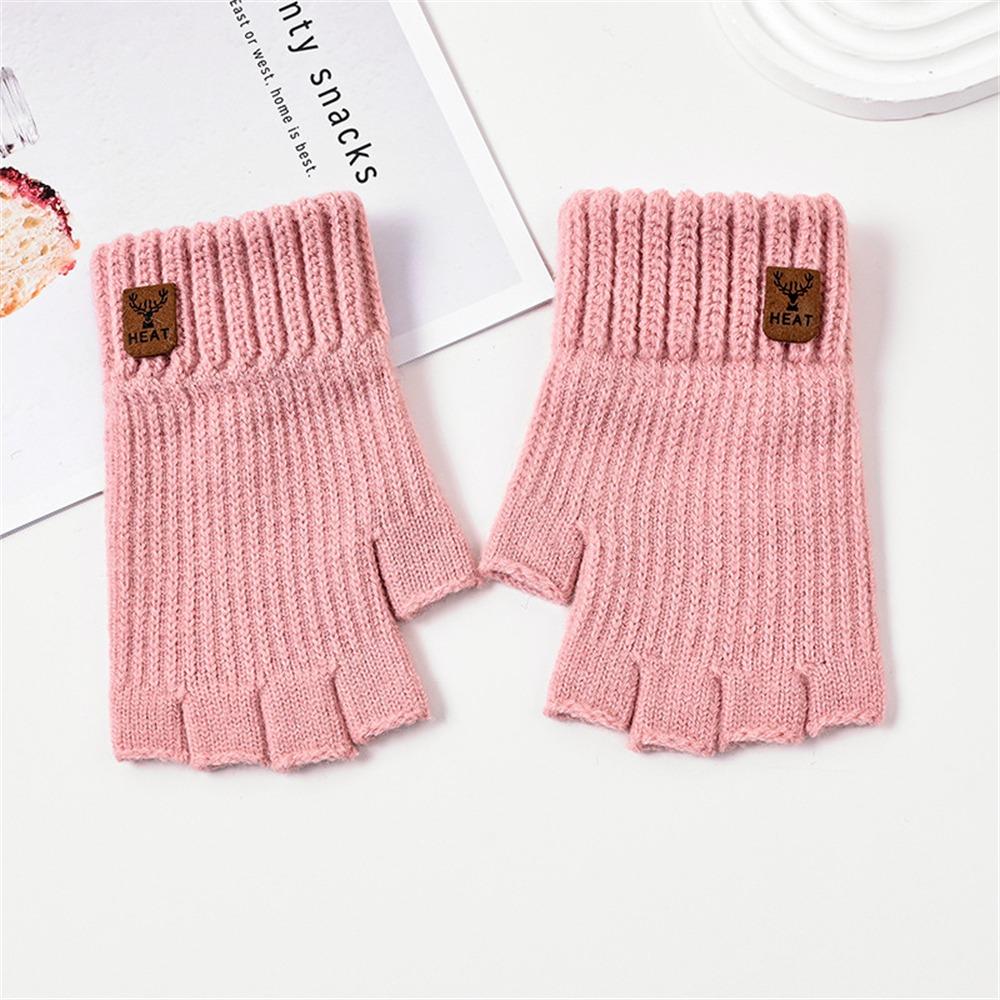 Thicken Warm Gloves Elastic Half Finger Gloves Fashion Knitted Mittens for Working