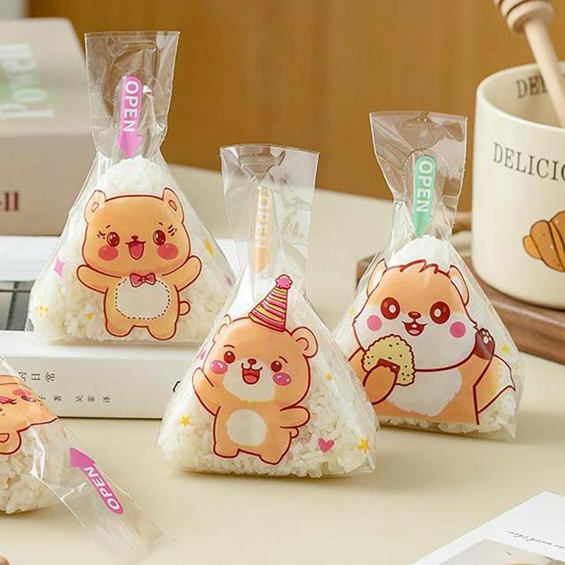 50/100 Stück schöne Cartoon-Dreieck-Reisbällchen-Verpackungsbeutel, Algen, Onigiri, Sushi, Bento, Herstellungsform, Bento-Zubehör, Sushi-Taschen