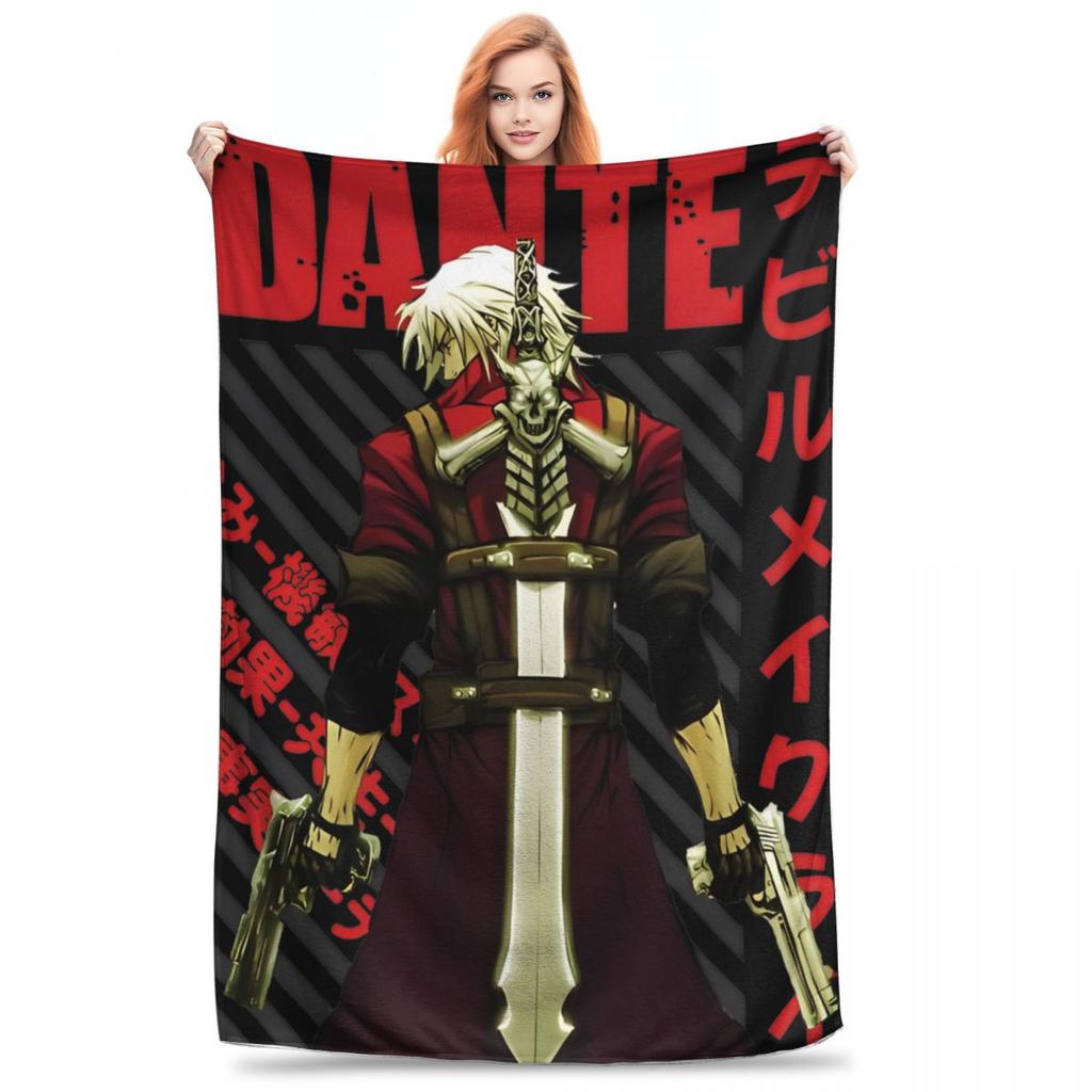 Devil-May Crys Dante Sparda Throw Blanket for Couch Soft Fuzzy Plush Blanket Multiple Sizes for All Seasons