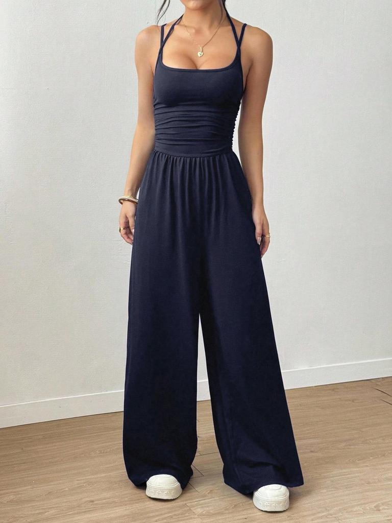 European & American Style Women's Casual Camisole Jumpsuit - Summer Wide Leg Loose Fit