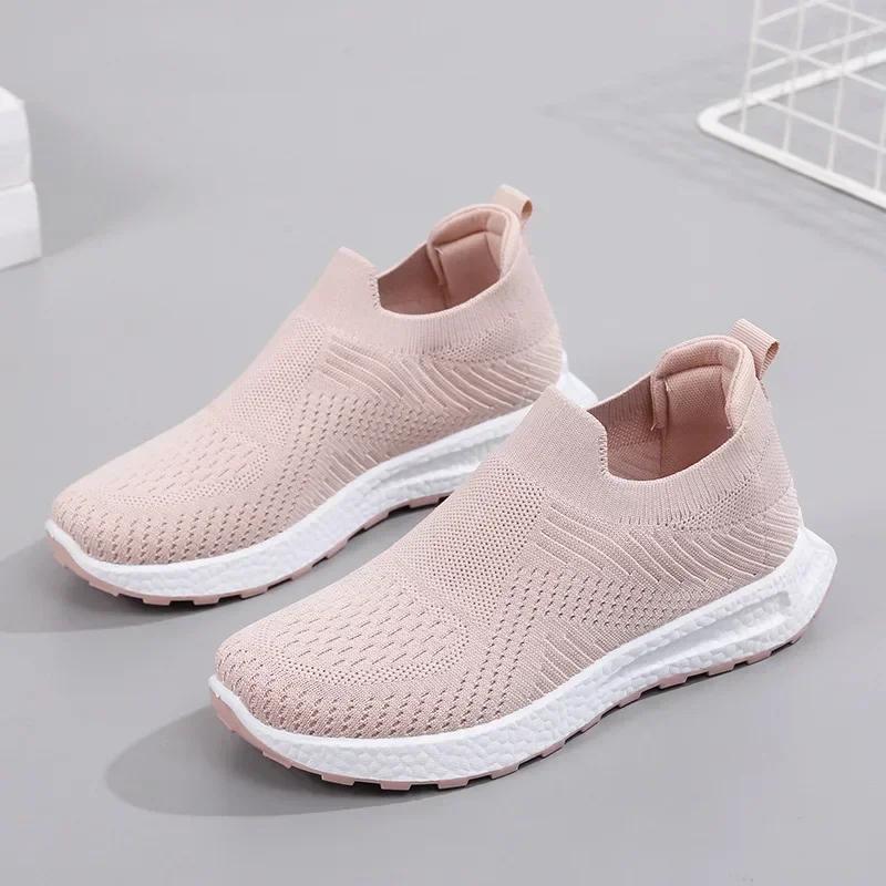 Fashion Women's Canvas Shoes Casual Vulcanized Shoes Fashion Elastic Knitted Sneakers Women Loafers Wedge Women Shoe Zapatillas De Mujer