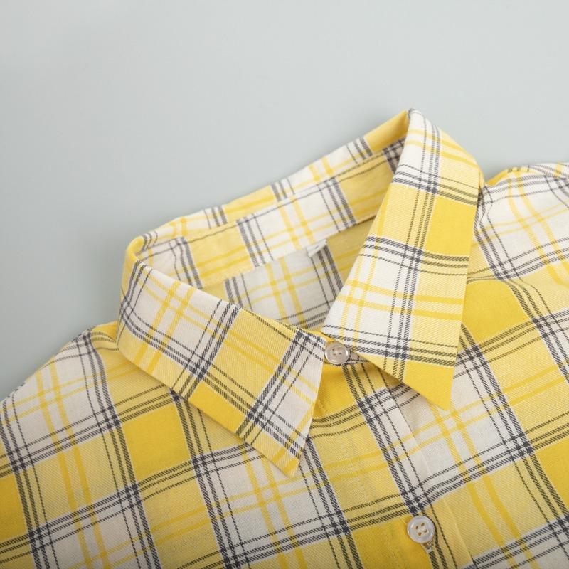 Chemise à carreaux vintage pour femme automne et hiver