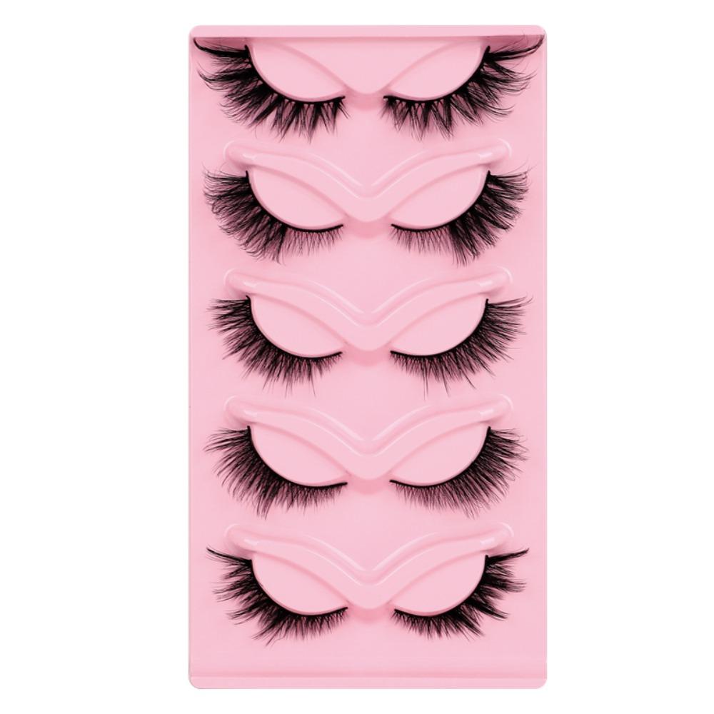 5Pairs Faux Mink Individual False Eyelashes Oblique Flight Clusters False Lashes  Makeup Tools
