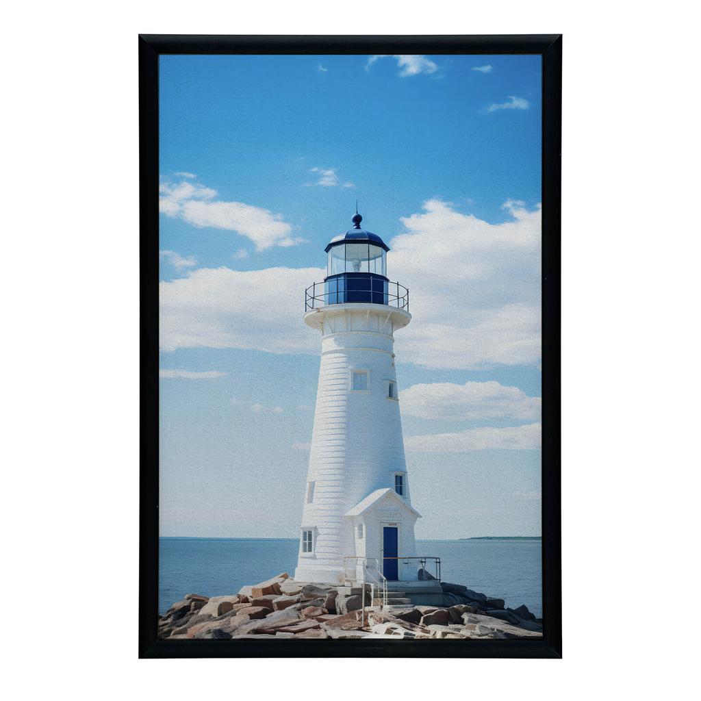 Seaside Lighthouse Seaside Lighthouse, 70X100 Cm, Dark Brown Wooden Frame, 230 Gsm Matte Paper