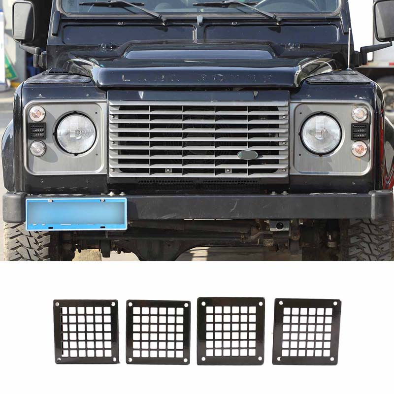 For Land Rover Defender 90 110 130 2004-2019 Central Grid Headlight Protection Net Car Headlight Protection Cover Auto Accessori