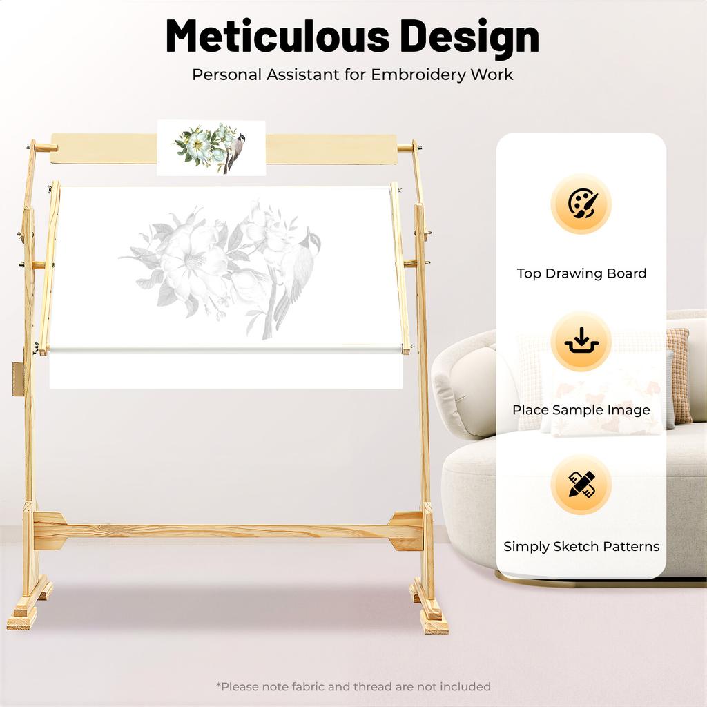 Large Adjustable Floor Embroidery Stand, Professional Craft Embroidery Hoop Holder, Freestanding Sewing Frame for Tapestry