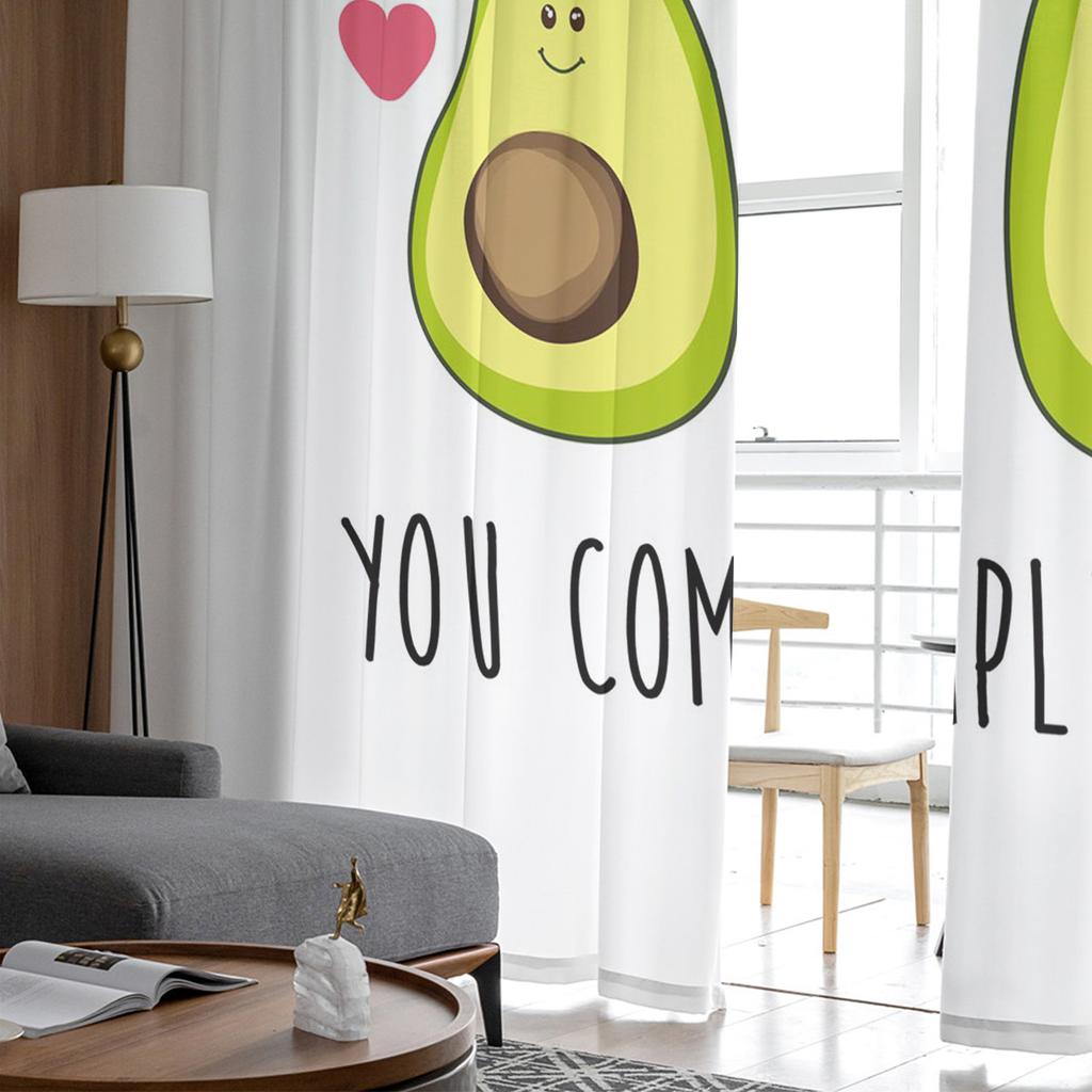 Avocado Green Cute Fruits Cartoon Tulle Curtains For Living Room Bedroom Decor Transparent Chiffon Sheer Voile Window Curtain