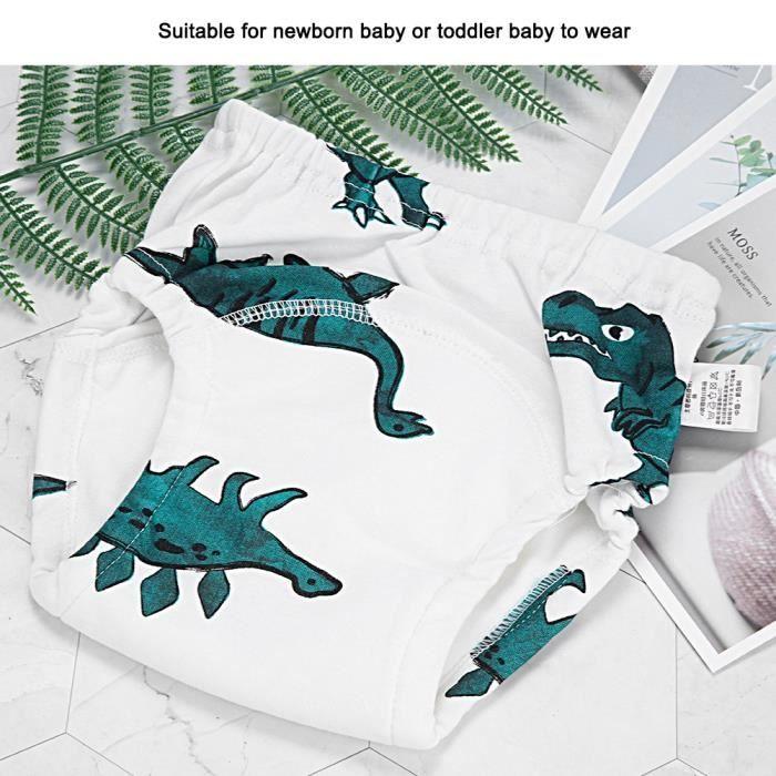 Surcouche culotte Motif de dinosaure de bande dessinée Pantalon de formation en coton pour bébé Sous-vêtements imperméables (80) AIZ
