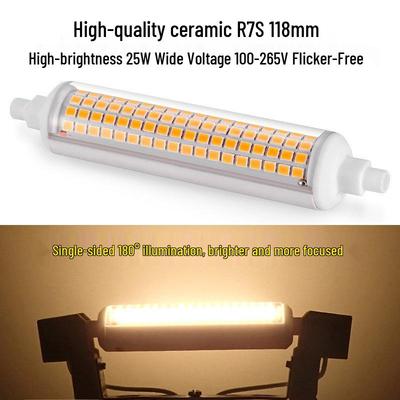 High-Quality 118MM 25W LED Tube, R7S 220V/120V, Flicker-Free, Ceramic Replacement for Halogen Lamps