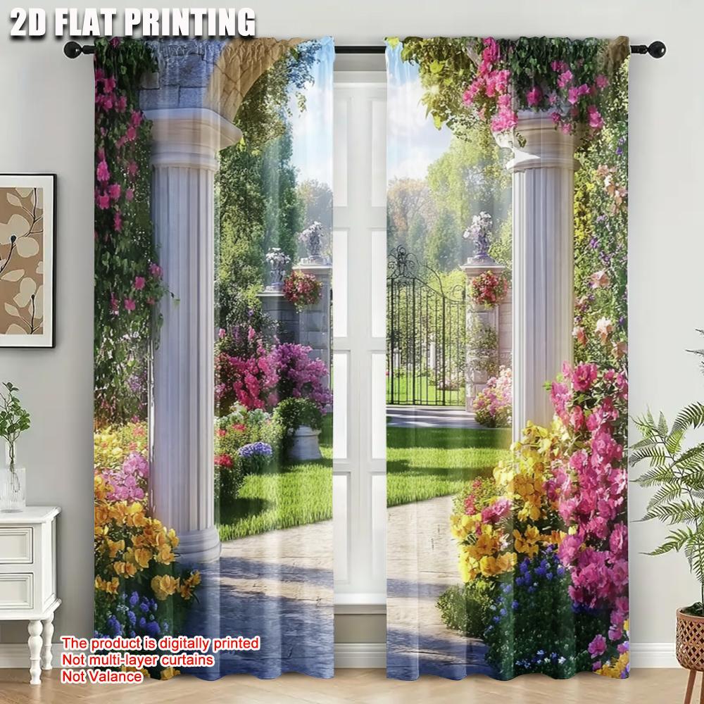 2-teilig, Szenenvorhänge Blume Strapazierfähiges Polyester, Ohne Strom Feiertagsdekorationen Verwendung für Innenfeiern