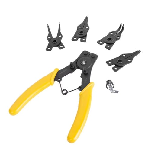 Snap Ring Pliers Tool Set - High Carbon Steel Forged with 4 Interchangeable Heads, Split Ring Pliers, Coupler Removal Tool with Comfortable Handles, M