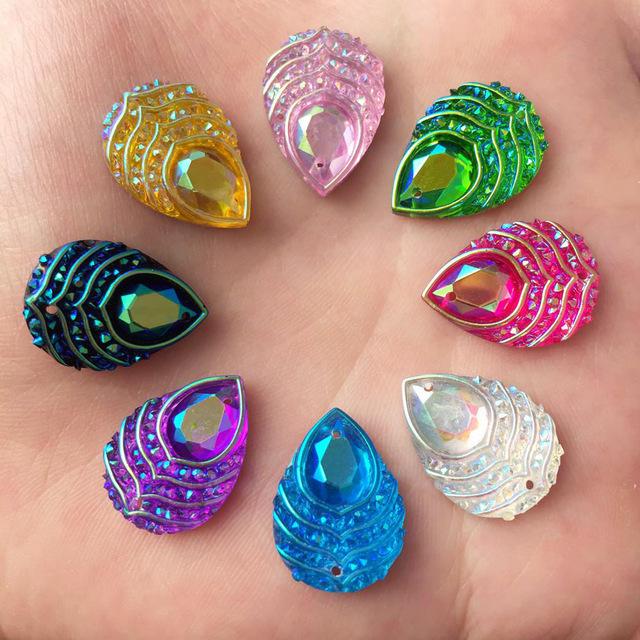 13*18mm/18*25mm AB Resin Tear drop Rhinestone flatback peacock eye stones and crystals costume Button Accessories HE19