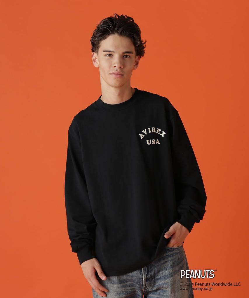 Avirex PEANUTS LONG SLEEVE FLYING ACE Long Sleeve Flying Ace Peanuts 2XL 010 Black T-SHIRT T-Shirt Men's 783-4230035